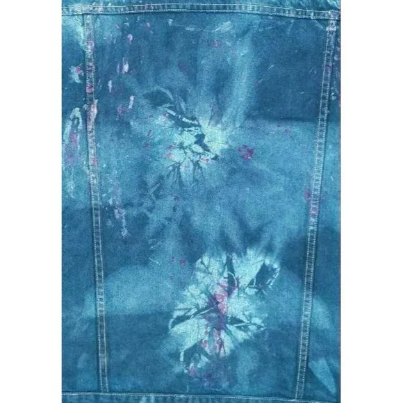 Pepsi Denim Trucker Jean Jacket Vintage Custom Tie Dye Men's L Logo Buttons 90s - Picture 3 of 11